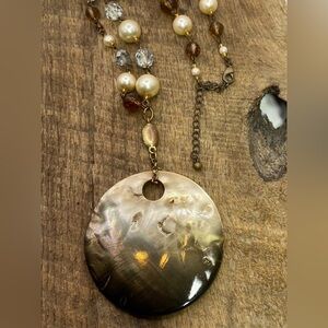 Painted Abalone Circle Shell Beaded Necklace